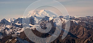 Denali Mountain with clouds and snow