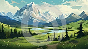 Denali National Park Landscape: Lofi Design Hd Wall Art