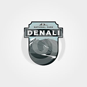 Denali national park logo print vector symbol illustration design, vintage patch