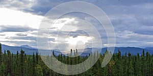 Denali National Park Mountains, Alaska Landscape, Dramatic Sky, Royalty Free Stock Photos 