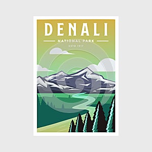 Denali National Park poster vector illustration design