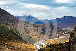 Denali national park Savage Canyon trail view in Alaska