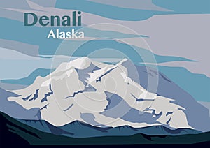 Denali peak at Denali National Park in Alaska