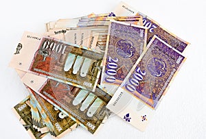 denar, north macedonian money on white studio shot