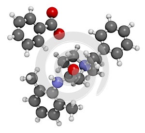 Denatonium benzoate bittering agent. 3D rendering. Atoms are represented as spheres with conventional color coding: hydrogen ( photo