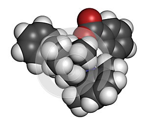 Denatonium benzoate bittering agent. 3D rendering. Atoms are represented as spheres with conventional color coding: hydrogen ( photo