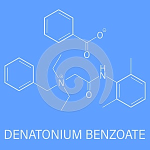 Denatonium benzoate bittering agent. Skeletal formula. Chemical structure photo