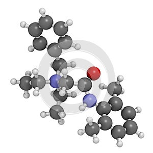 Denatonium bittering agent molecule. 3D rendering. Atoms are represented as spheres with conventional color coding: hydrogen ( photo