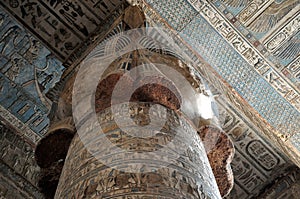 Dendera Hathor temple column capital