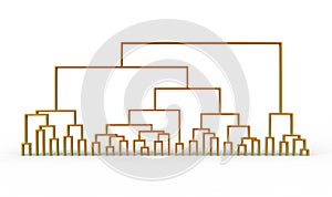 Dendrogram, a diagram representing a tree used to demonstrate results of hierarchical clustering in statistical analysis of data