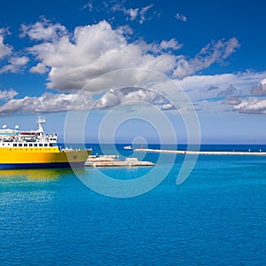 Denia Alicante cruise Ferry boat in Port in sunny day