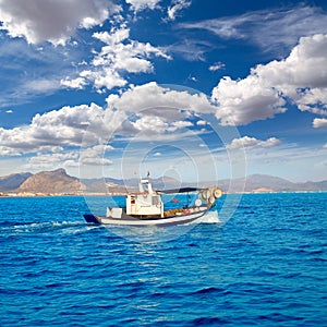 Denia fisherboat sailing Mediterranean sea Alicante