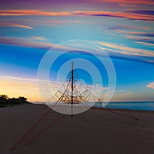 Denia las Marinas beach at sunset in Alicante Spain