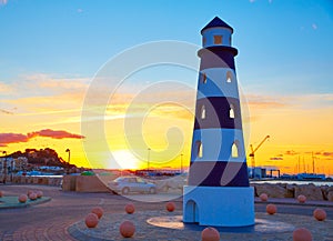 Denia sunset lighthouse at dusk in Alicante