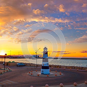 Denia sunset lighthouse at dusk in Alicante