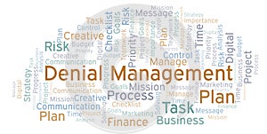 Denial Management word cloud, made with text only.