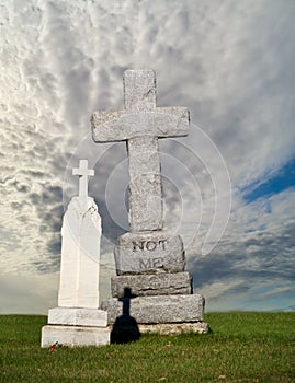 Denial, Not me Grave, gravestone, headstone