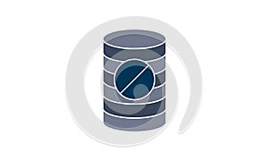 Denied data  icon. Blocked database, default, database cancel. Reject or cancel concept. Vector illustration can be used for web.