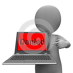 Denied Laptop Showing Denial Deny Decline Or Refusals photo