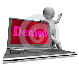 Denied Laptop Showing Rejection Deny Decline