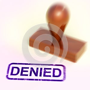 Denied stamp means permission refused on document or form - 3d illustration