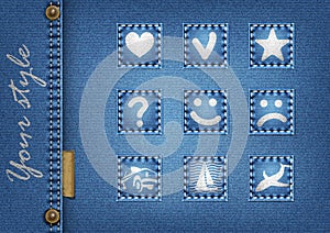 Denim background. 9 icins.vector illustration