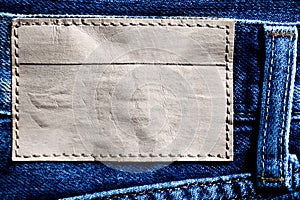 Denim background with label