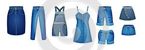 Denim blue clothing jeans female. Casual outfit for women. Blue jean garments for trendy look. Fashion style womenswear. 