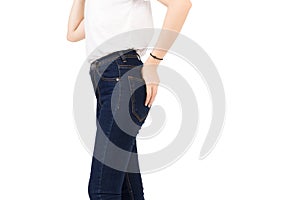 Denim blue jeans cotton pants skinny fashions photo