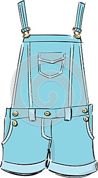 Denim, Dungarees Fashion Style Illustration