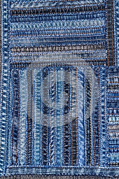 Denim fabric pattern in patchwork style