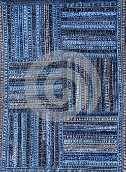 Denim fabric pattern in patchwork style