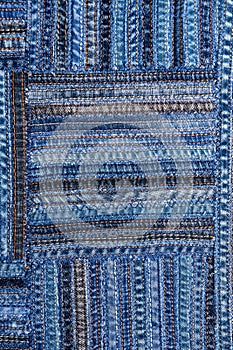 Denim fabric pattern in patchwork style