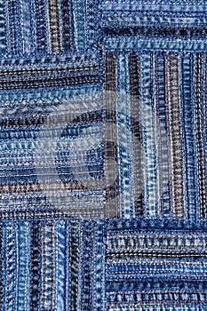 Denim fabric pattern in patchwork style