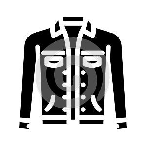 denim jacket streetwear cloth fashion glyph icon vector illustration
