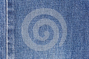 Denim jeans fabric texture background with seam for clothing, fashion design and industrial construction concept