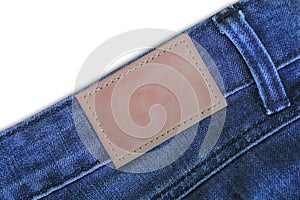 Denim jeans leather tags