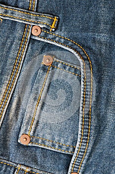 Denim jeans pattern, close up textured jean background