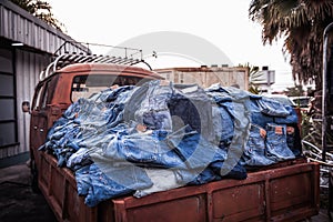 The denim jeans in truck