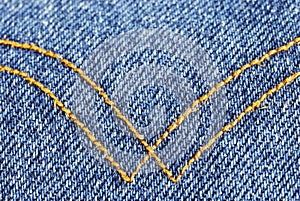 Denim material with curry seams