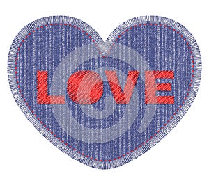 Denim patch with Love embroidery
