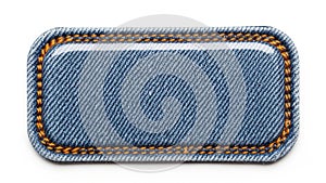 Denim patch with stitching isolated on white background