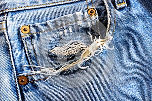 Denim pocket closeup. texture background of jeans and pockets. photo