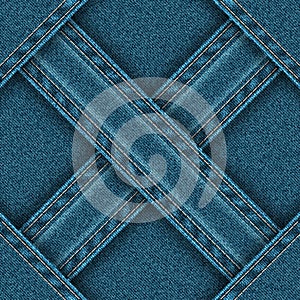 Denim seamless pattern is divided ribbons sewn into four zones.