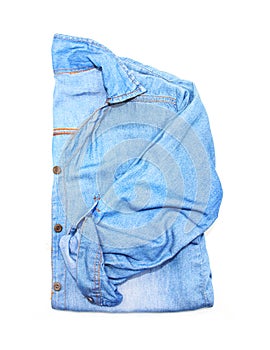 Denim shirt with a white background