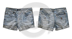 Denim shorts for female isolated on white