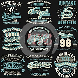 Denim typography, t-shirt graphics