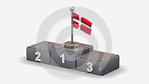 Denmark 3D waving flag illustration on winner podium.