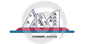 Denmark, Aarhus travel landmark vector illustration