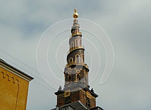 Denmark, Copenhagen, Christianshavn, 29 Sankt Annae Gade, church of Our Saviour, the spiral spire of the church